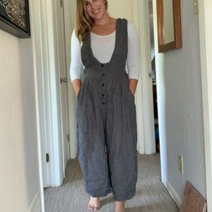 Linen jumpsuit overalls grey